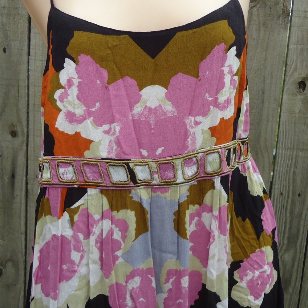 NWT Free People Lucy Slip Dress Dark Coal Combo S